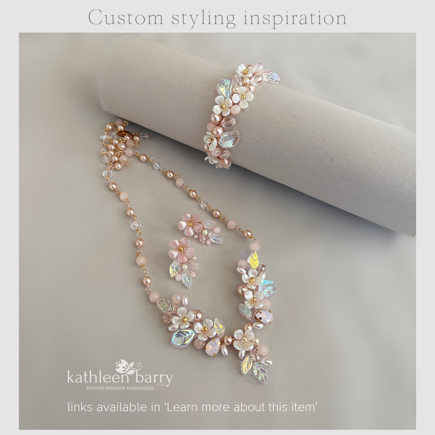 Kathy Classic Floral Pearl Bridal bracelet - Silver, gold or rose gold