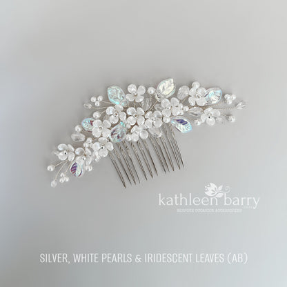 Kathy Flower Pearl Wedding Hair Comb
