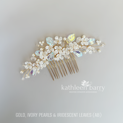 Kathy Flower Pearl Wedding Hair Comb