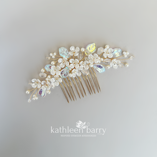 Kathy Flower Pearl Wedding Hair Comb