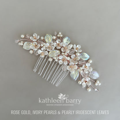 Kathy Flower Pearl Wedding Hair Comb