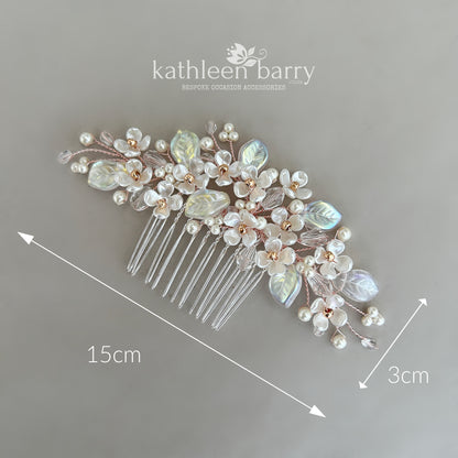 Kathy Flower Pearl Wedding Hair Comb