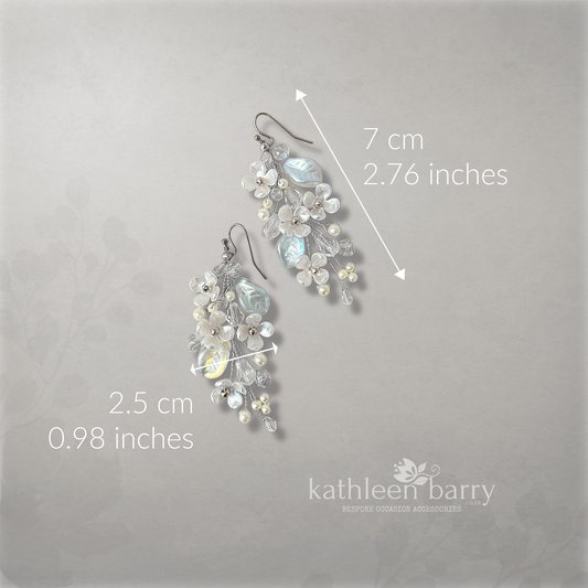Kathy Flower Pearl Wedding Earrings – Gold Silver Rose Gold Bridal Earrings