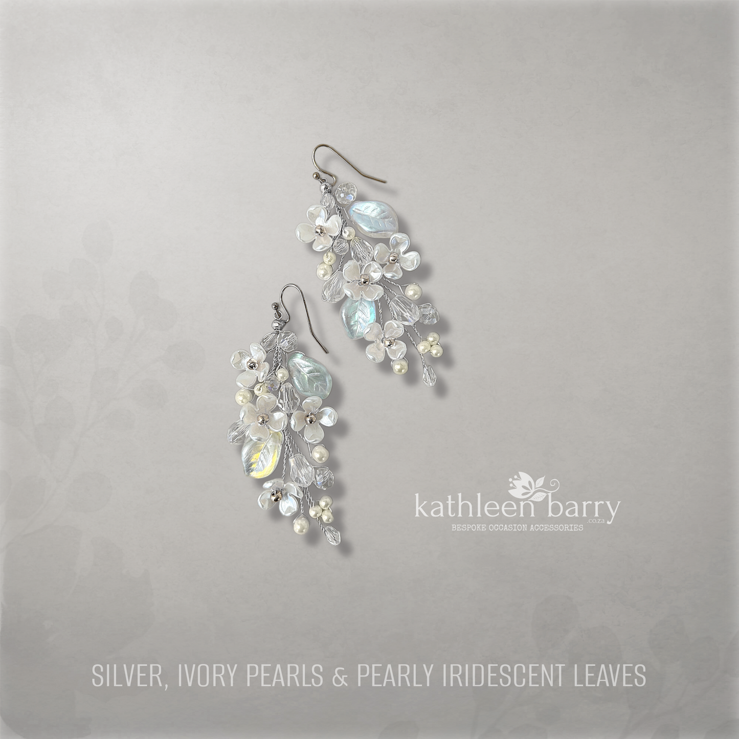 Kathy Flower Pearl Wedding Earrings – Gold Silver Rose Gold Bridal Earrings