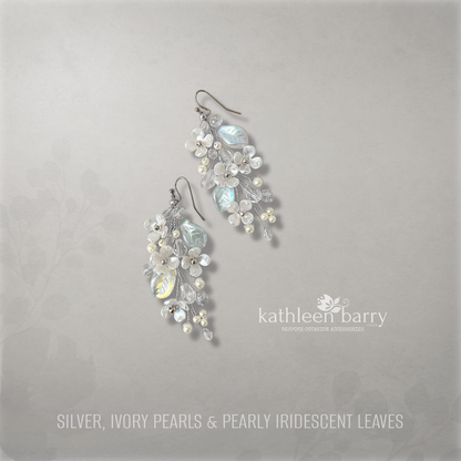 Kathy Flower Pearl Wedding Earrings – Gold Silver Rose Gold Bridal Earrings