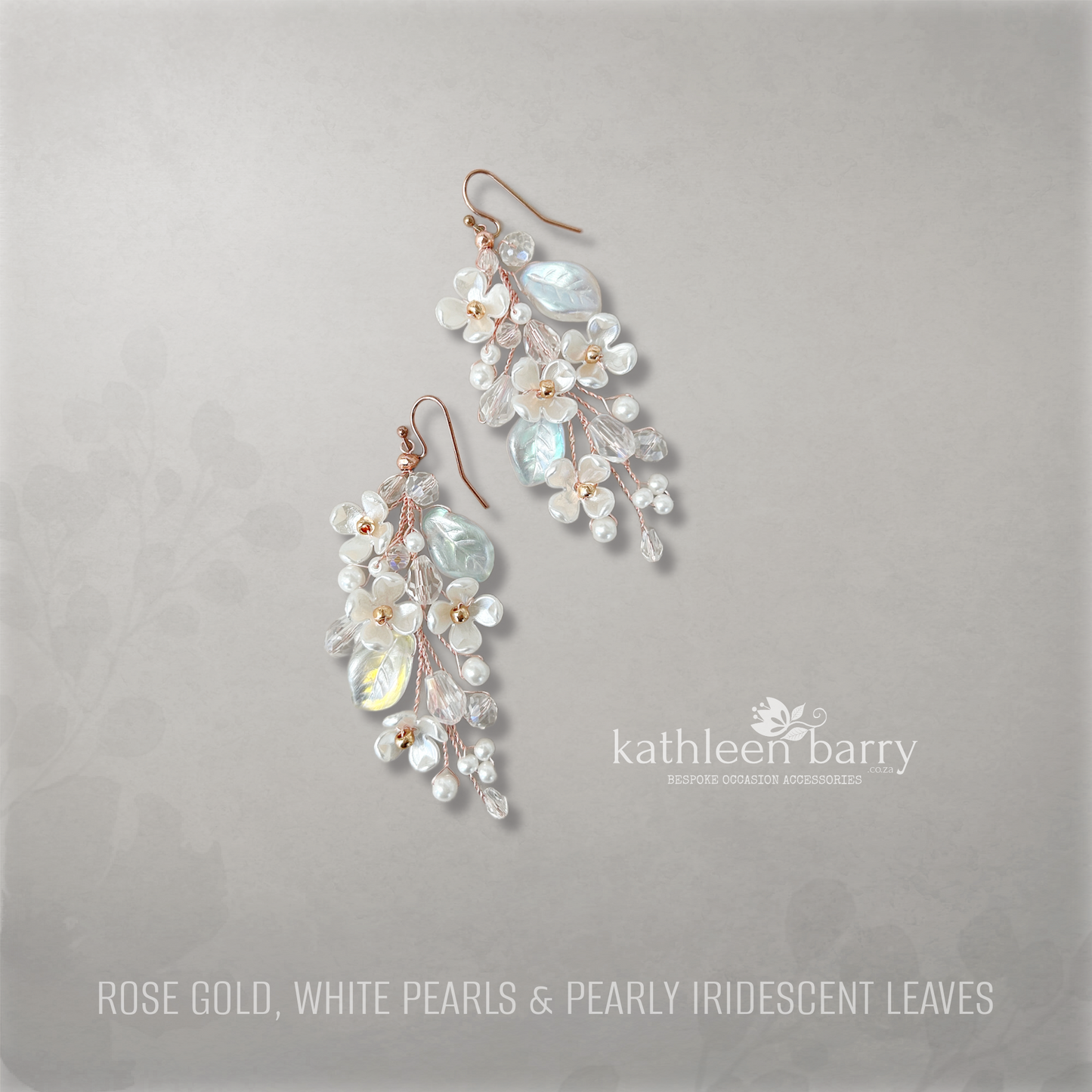 Kathy Flower Pearl Wedding Earrings – Gold Silver Rose Gold Bridal Earrings