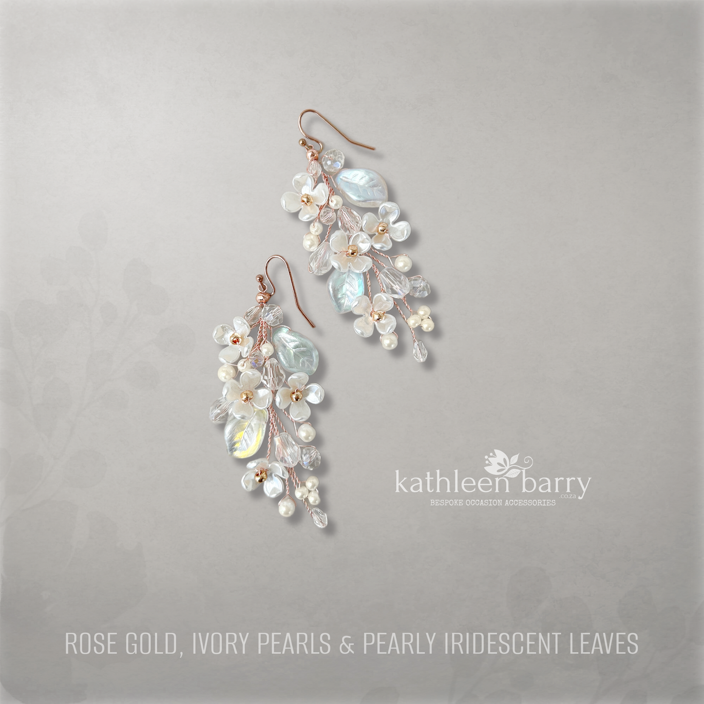 Kathy Flower Pearl Wedding Earrings – Gold Silver Rose Gold Bridal Earrings