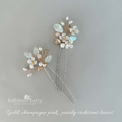 Kathy Floral Bridal Hair Pins Wedding Hair Accessories Pearl Flower Hair Pins