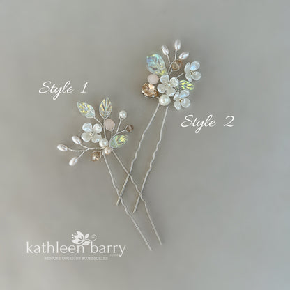 Kathy Floral Bridal Hair Pins Wedding Hair Accessories Pearl Flower Hair Pins