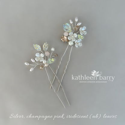 Kathy Floral Bridal Hair Pins Wedding Hair Accessories Pearl Flower Hair Pins