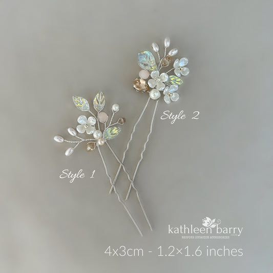 Kathy Floral Bridal Hair Pins Wedding Hair Accessories Pearl Flower Hair Pins