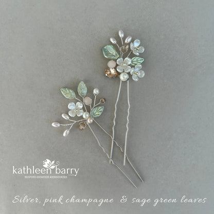 Kathy Floral Bridal Hair Pins Wedding Hair Accessories Pearl Flower Hair Pins
