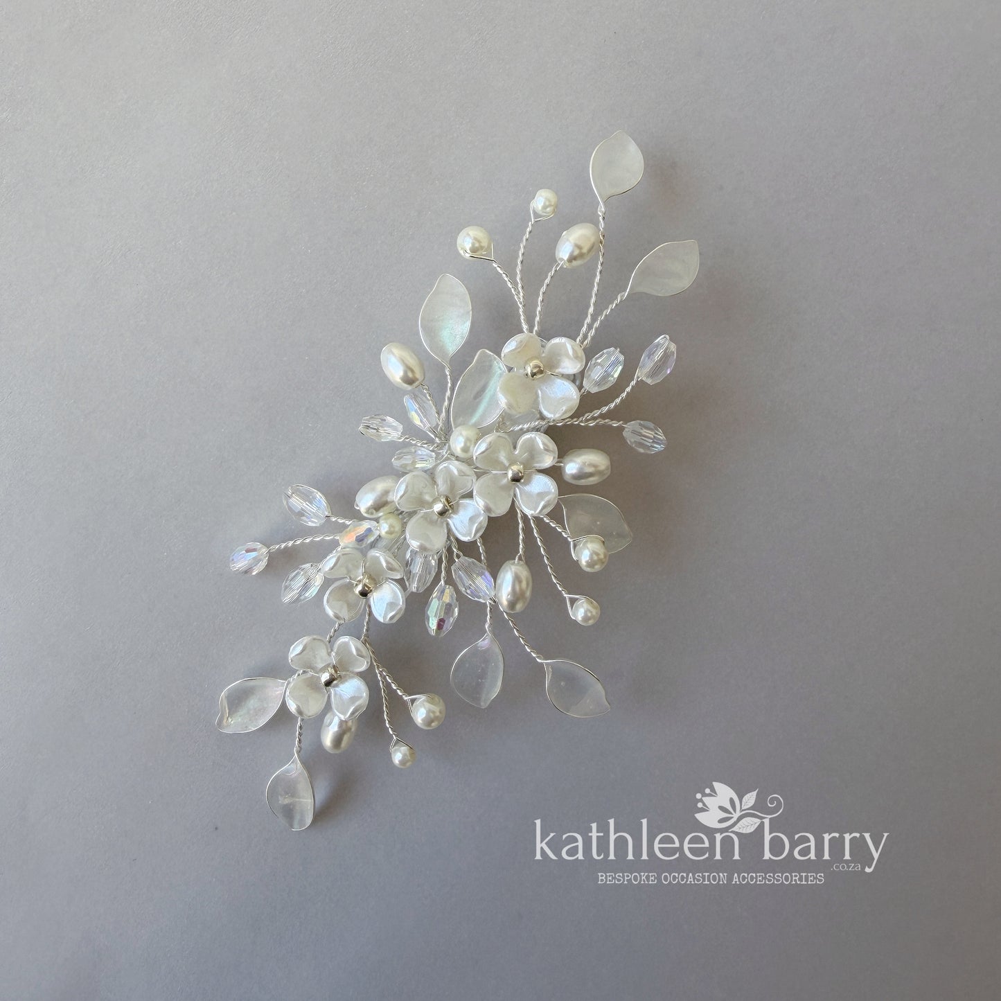 Dainty Bridal Hair Clip – Lightweight Floral Pearl Accessory – Silver, Gold or Rose Gold