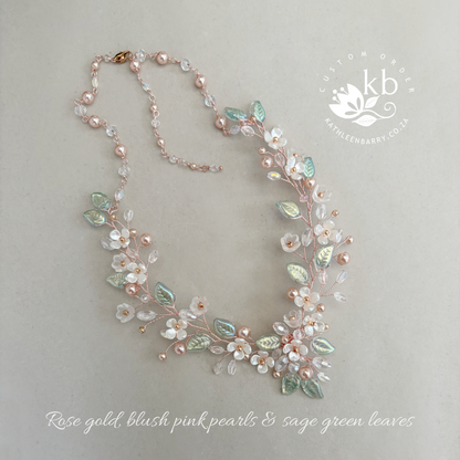 Kathy Flower Pearl Statement Wedding Necklace