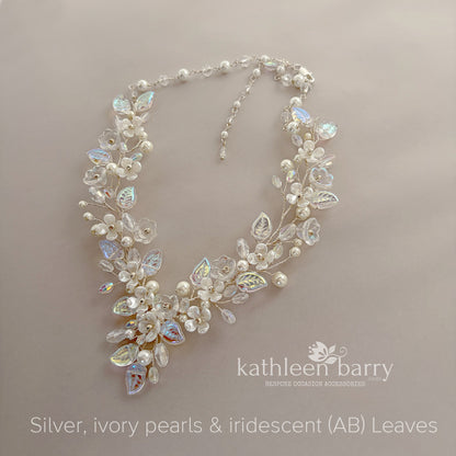 Kathy Flower Pearl Statement Wedding Necklace