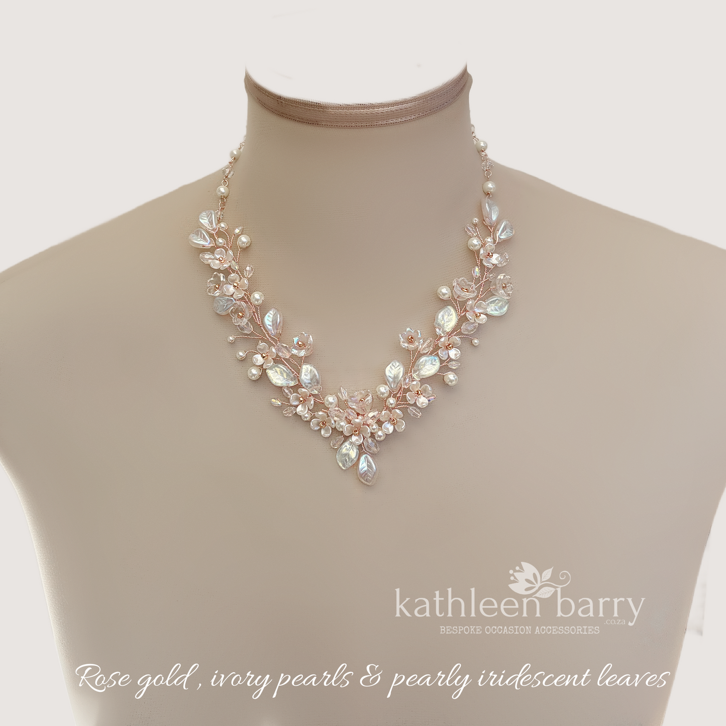 Kathy Flower Pearl Statement Wedding Necklace