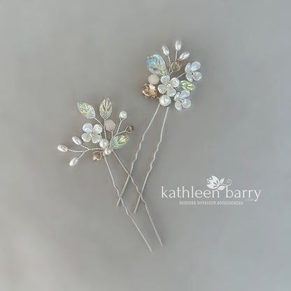 Kathy Floral Bridal Hair Pins Wedding Hair Accessories Pearl Flower Hair Pins