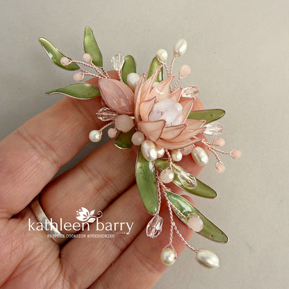 King Protea Hair Clip or Comb - dainty fynbos inspired wedding hair accessories - Colors to order