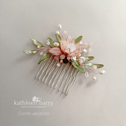 King Protea Hair Clip or Comb - dainty fynbos inspired wedding hair accessories - Colors to order