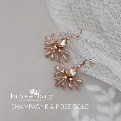 Kosuke earrings - champagne - Gold, silver or rose gold - Nickel free