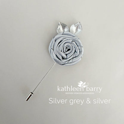 Handmade Fabric Rose Boutonnière – Custom Color Lapel Pin - Quick to despatch