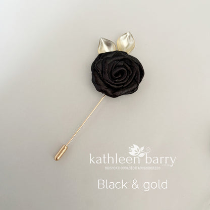 Handmade Fabric Rose Boutonnière – Custom Color Lapel Pin - Quick to despatch