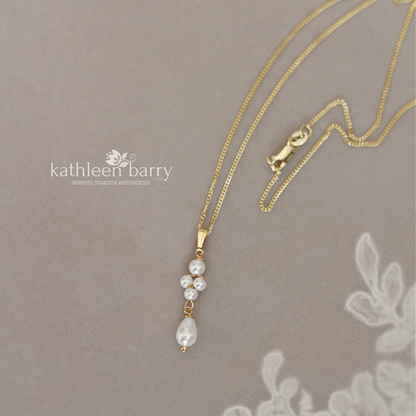 Dainty pearl drop wedding or occasion pendent necklace on chain, silver, gold or rose gold finish
