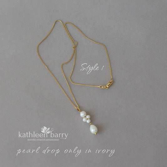 Lauren pearl pendant necklace available in Silver, gold or rose gold