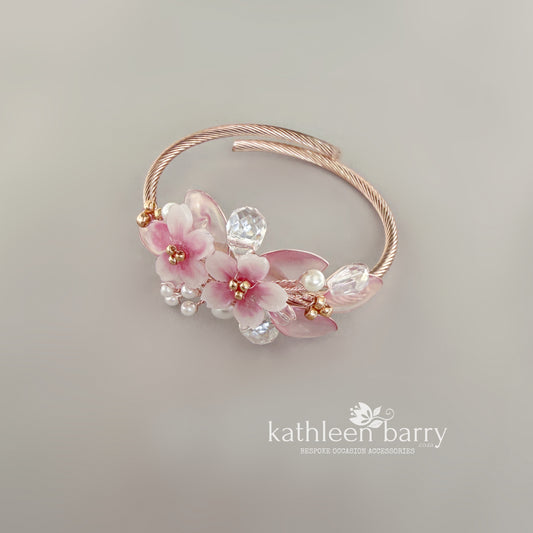 Sakura Cherry Blossom Bracelet - Gold, silver or rose-gold colors to order
