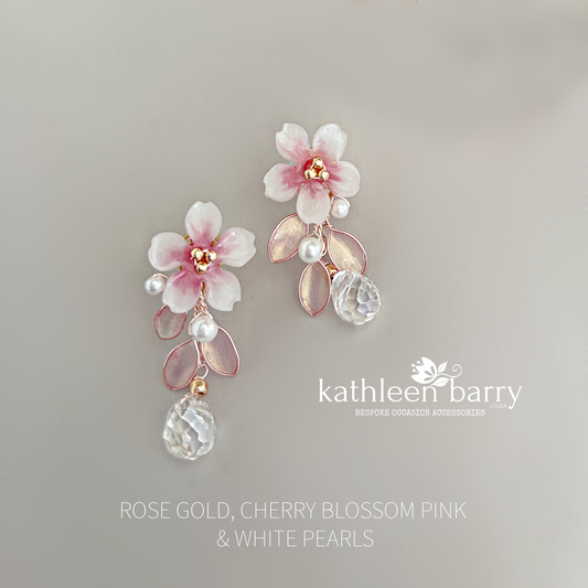 Sakura Cherry Blossom earrings - Gold, silver or rose-gold colors to order