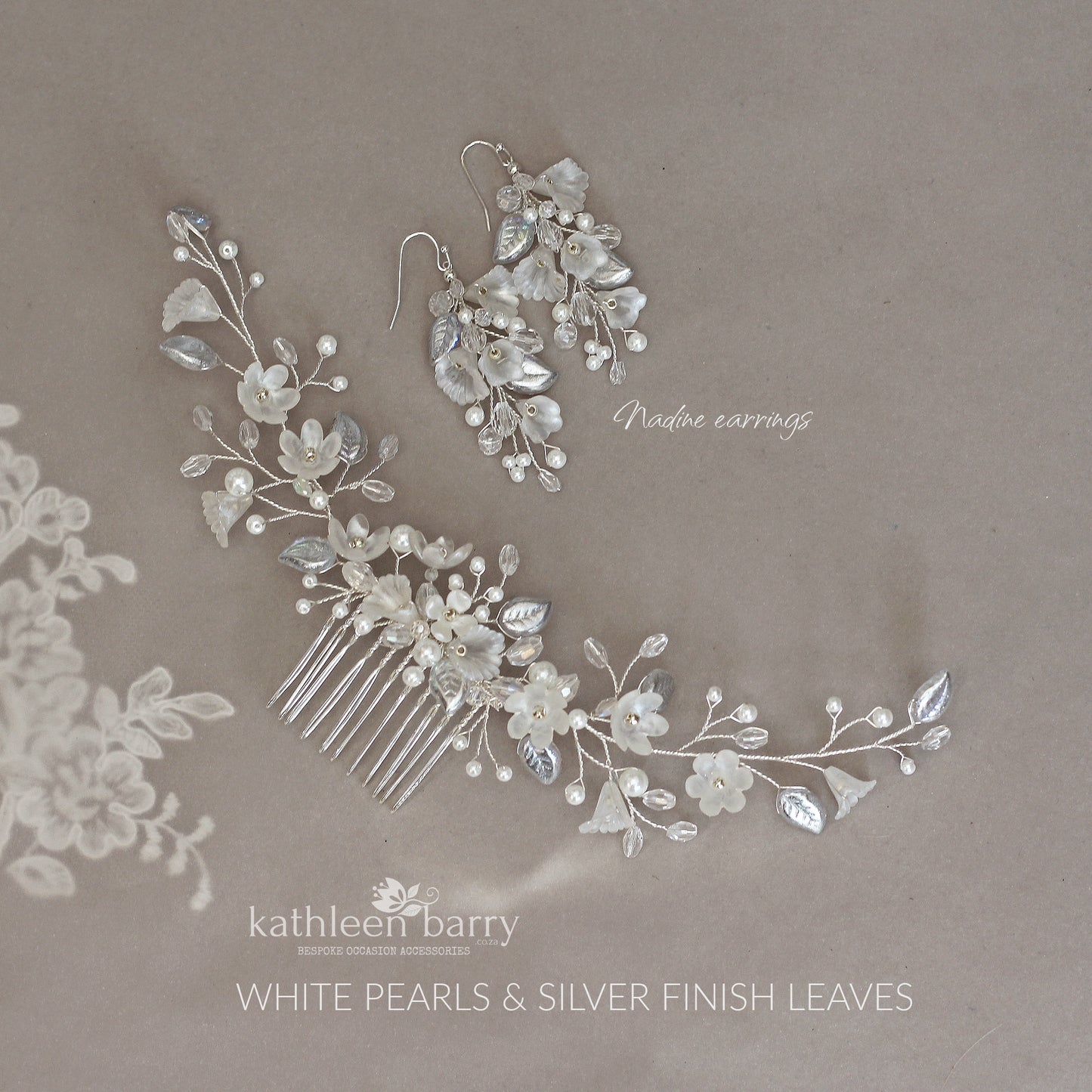 Leonore hair comb vine style wedding floral hairpiece - Assorted finish & color options available