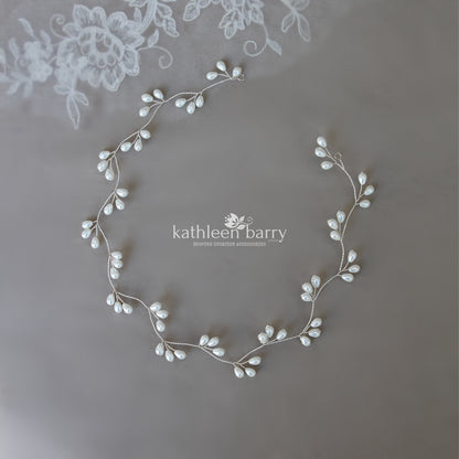 Libby hair wreath headband simple pearl drops available in silver, gold and rose gold