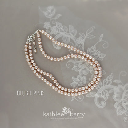 Magi double strand pearl choker necklace - Color Options Available