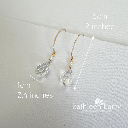 Melanie crystal drop earrings - Silver, gold or rose gold