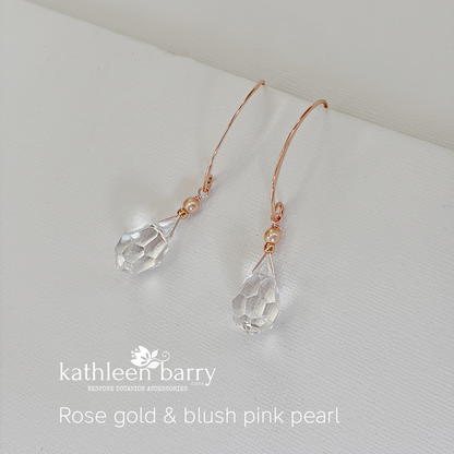 Melanie crystal drop earrings - Silver, gold or rose gold