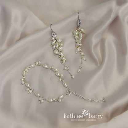 Mica dainty Czech glass pearl wedding pearl bracelet - silver or gold plated option