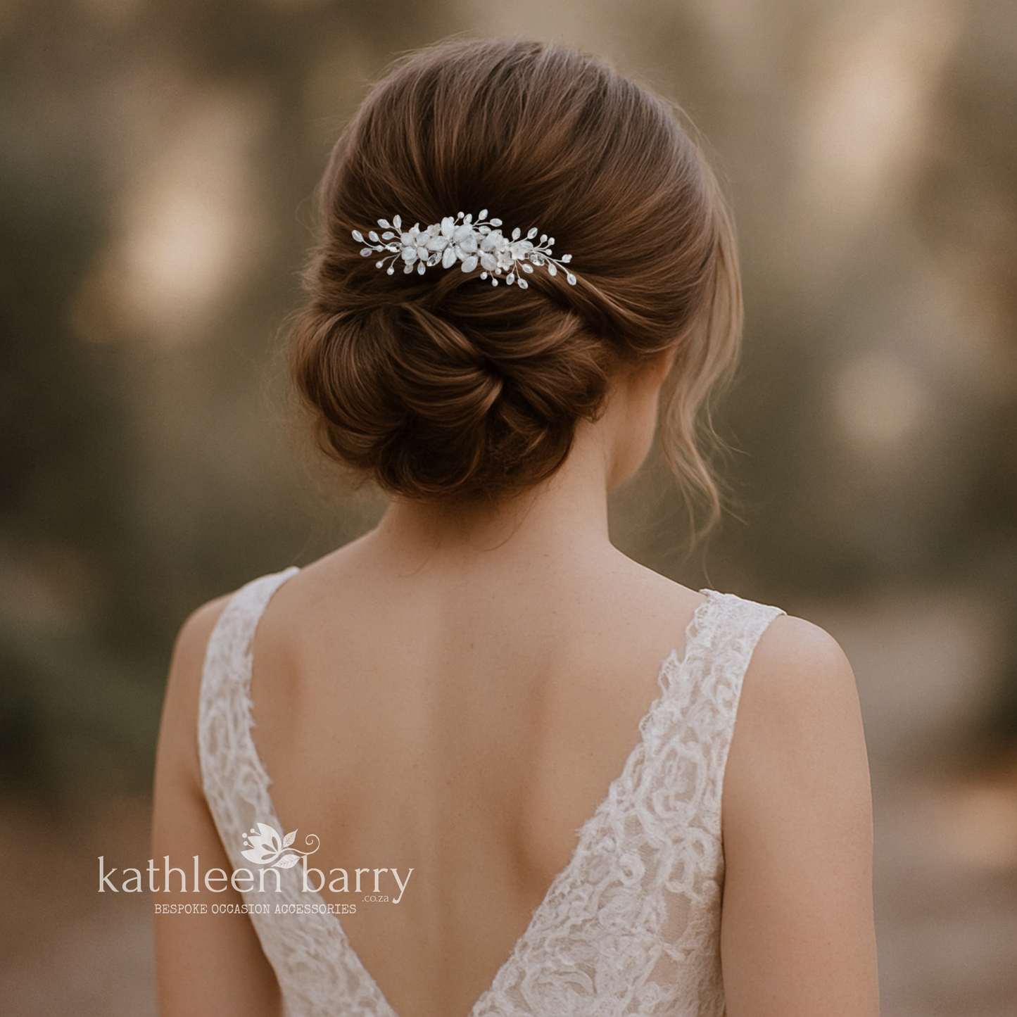 Delicate Floral Spray Wedding Hair Clip – Silver, Gold, or Rose Gold Finish STYLE: Liora