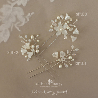 Monica hair pins mix and match - 3 styles - Rose gold, Gold or silver (sold individually)