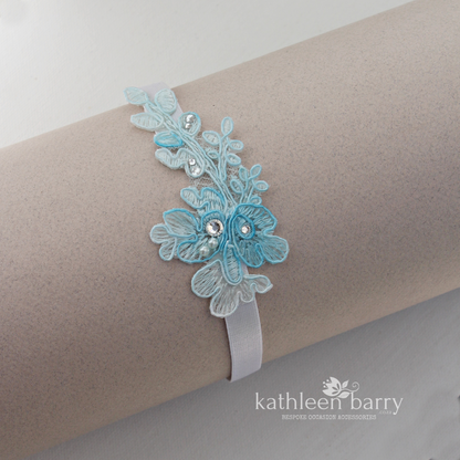 Nadine lLace garter corded bridal lace and rhinestone detailing - color options available FROM: