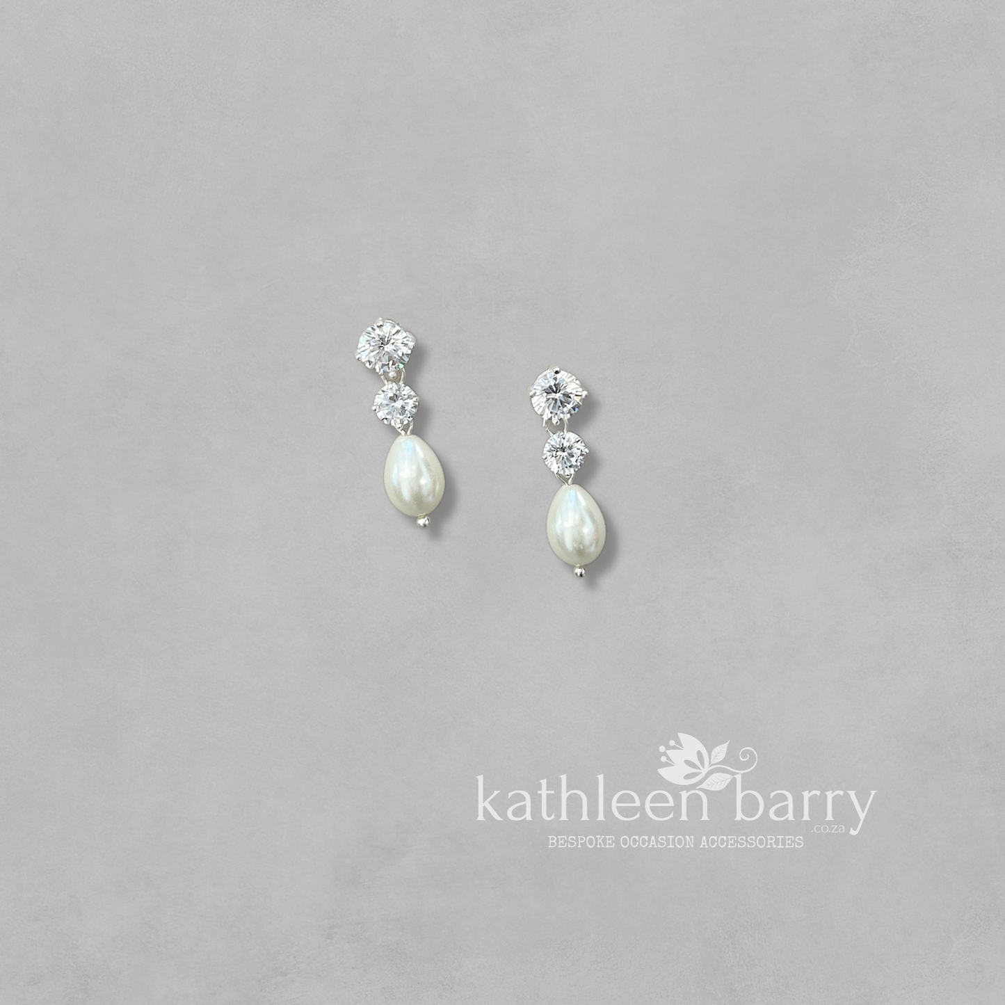 Penelope Cubic Zirconia studs & pearl drop earrings - Sterling silver assorted length options