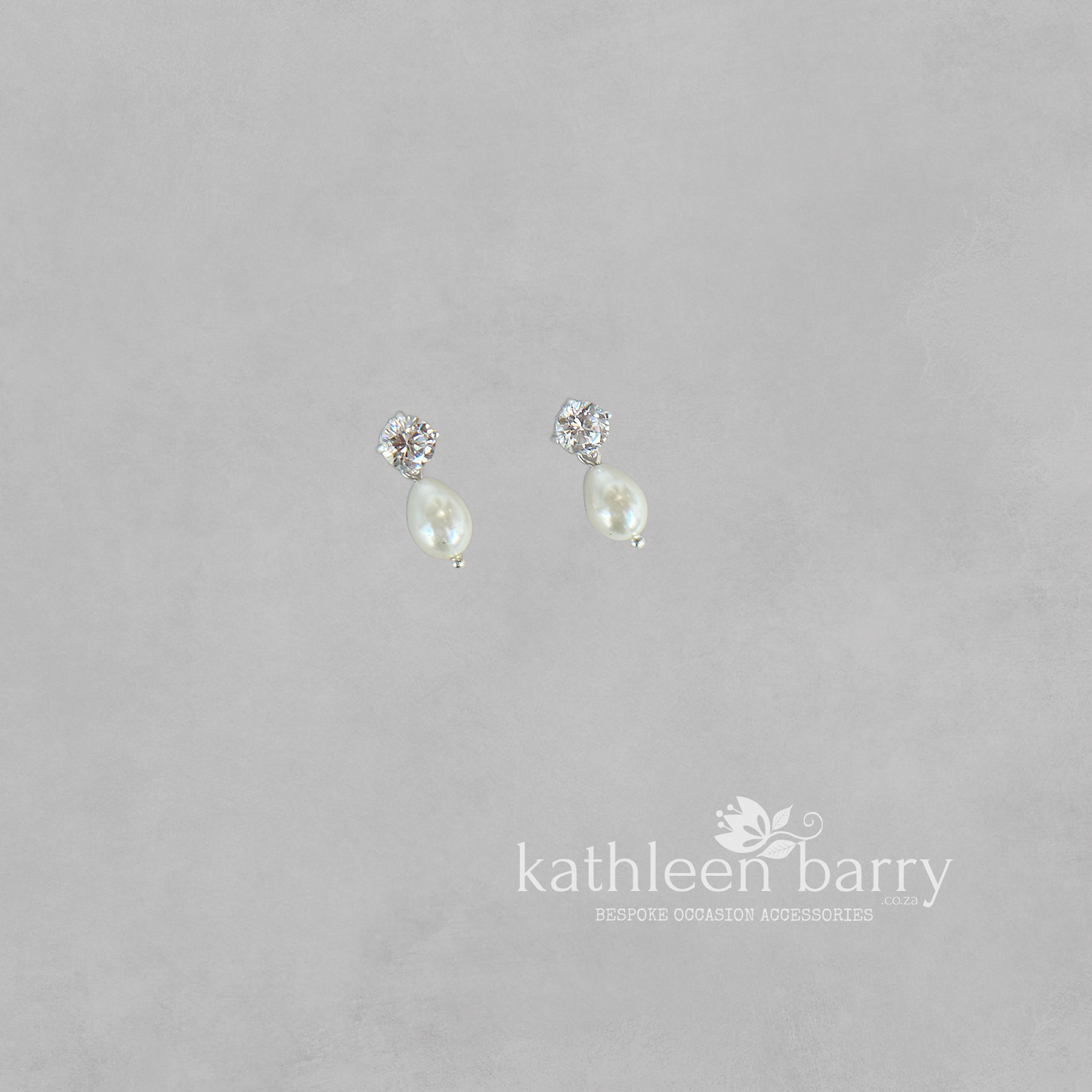 Penelope Cubic Zirconia studs & pearl drop earrings - Sterling silver assorted length options