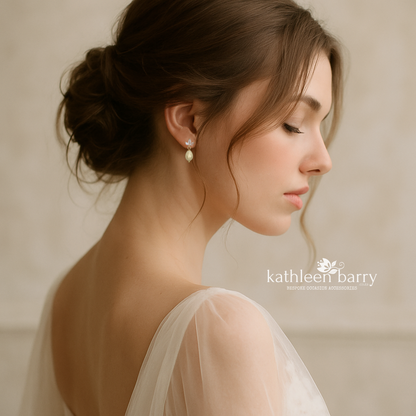 Petite pearl drop earrings with gold plated cubic zirconia stud detail - Nickel free only available in gold and ivory