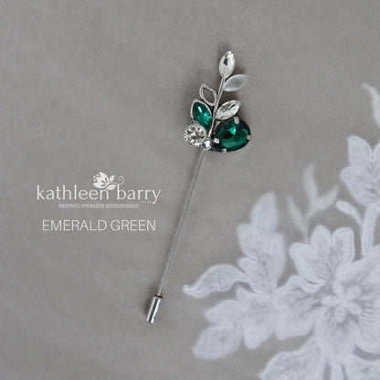 Stephan Rhinestone boutonniere - Lapel pin - suit brooch (sold individually) Groom, groomsmen, Prom