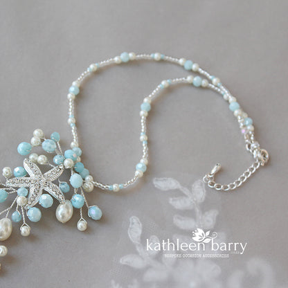 Rhoda barefoot sandals Beach wedding silver turquoise - Rhinestone Starfish option