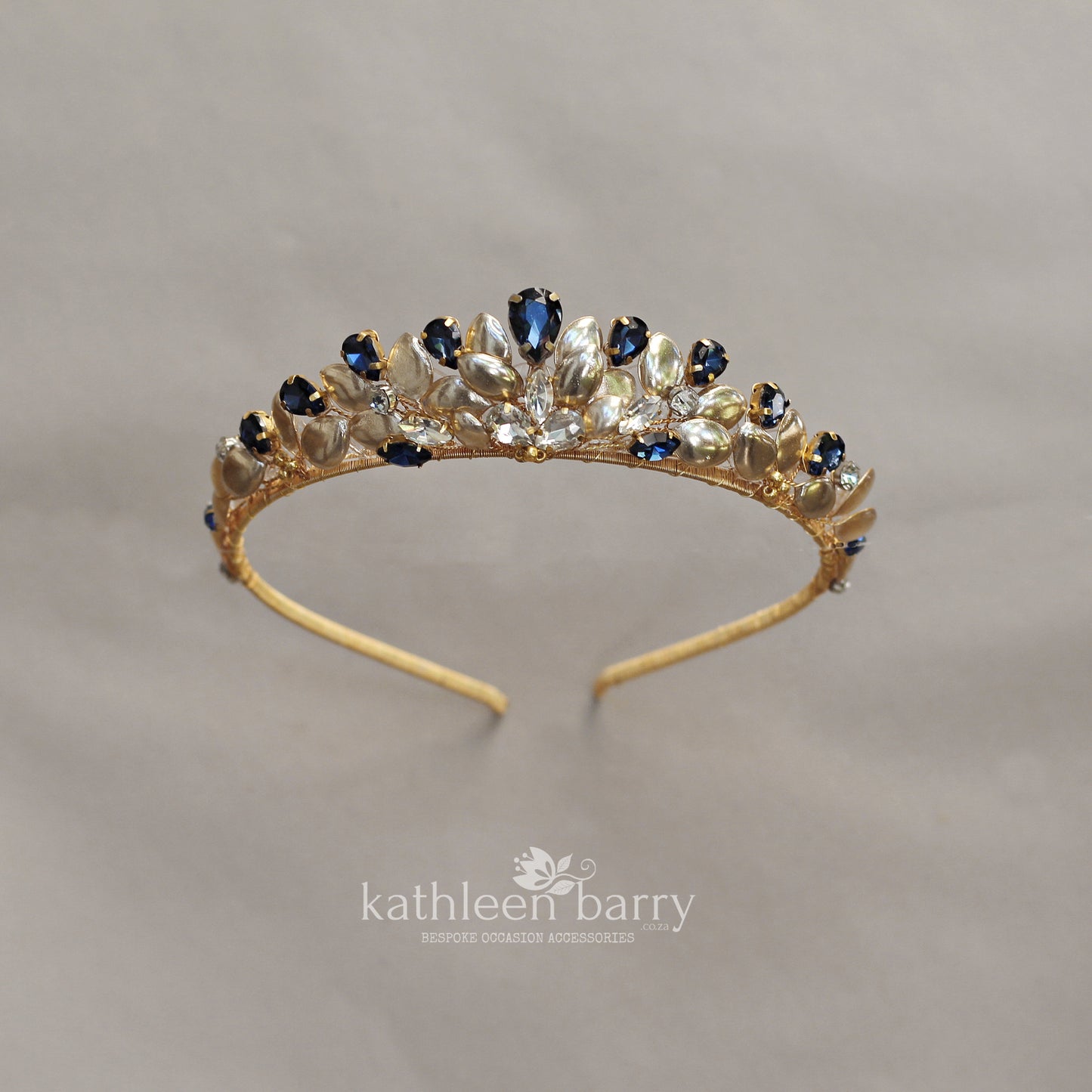 Custom order wedding Tiara style crown Rhinestone and leaf detail for Talisha