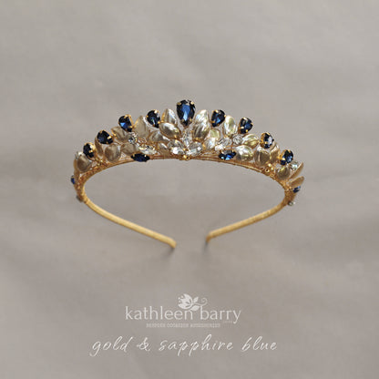 Custom order wedding Tiara style crown Rhinestone and leaf detail for Talisha