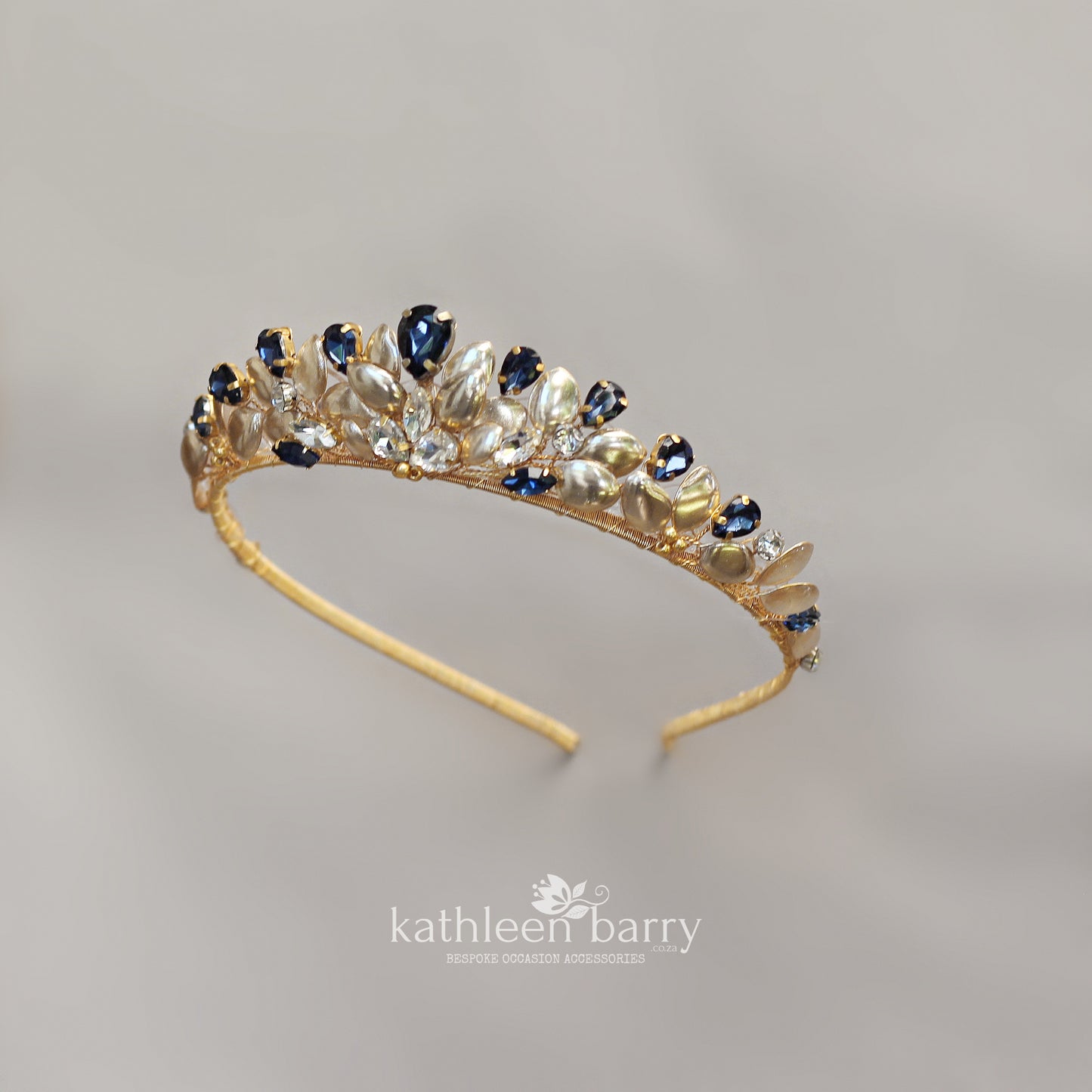 Custom order wedding Tiara style crown Rhinestone and leaf detail for Talisha