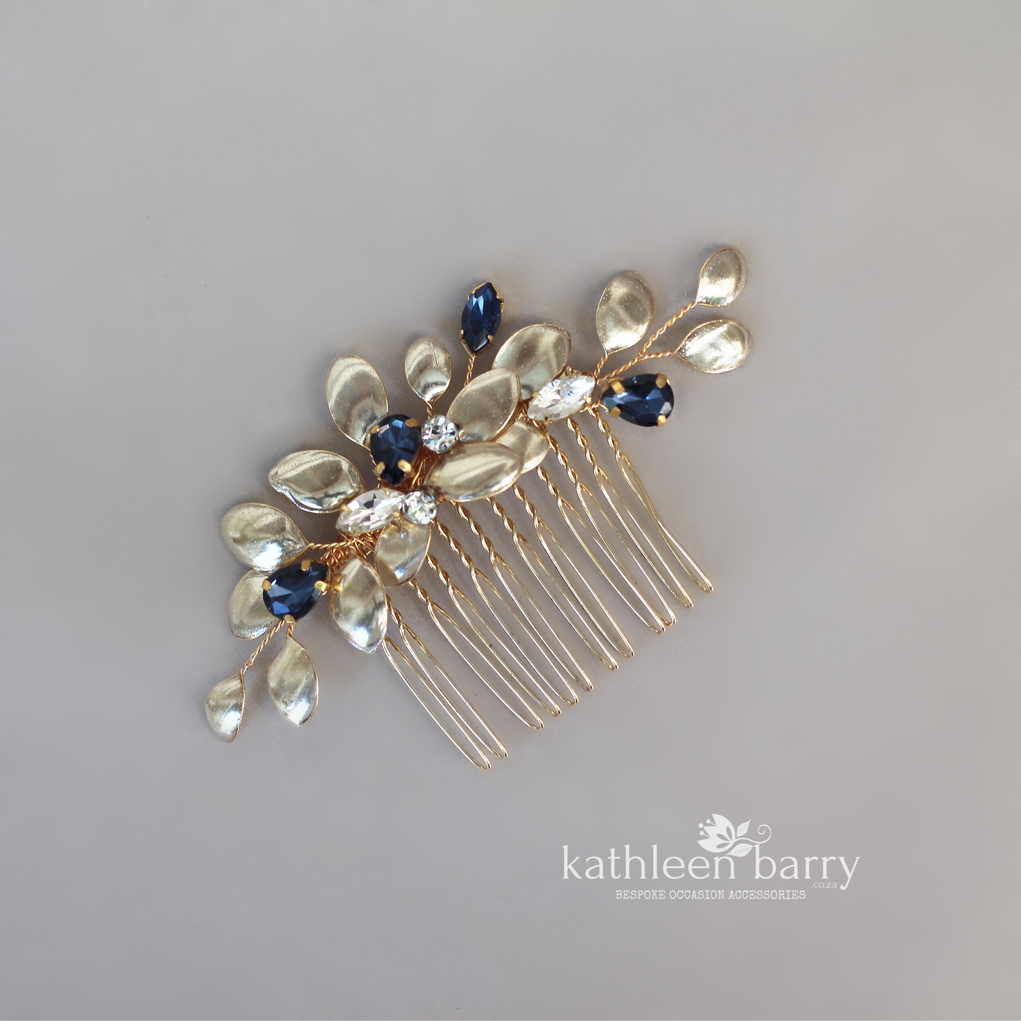 Talisha wedding hair comb Rhinestone and leaf detail - Gold silver or rose gold