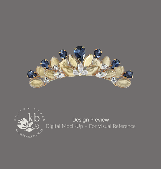 Custom order wedding Tiara style crown Rhinestone and leaf detail for Talisha
