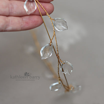 Greek Orthodox Stefana wedding circlet crown set - leaves (set of two) Available in silver, gold or rose gold finish